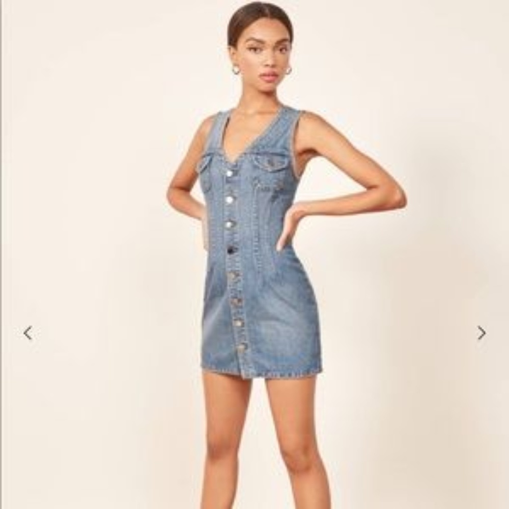 NWT Reformation Colby Denim Mini Dress 0